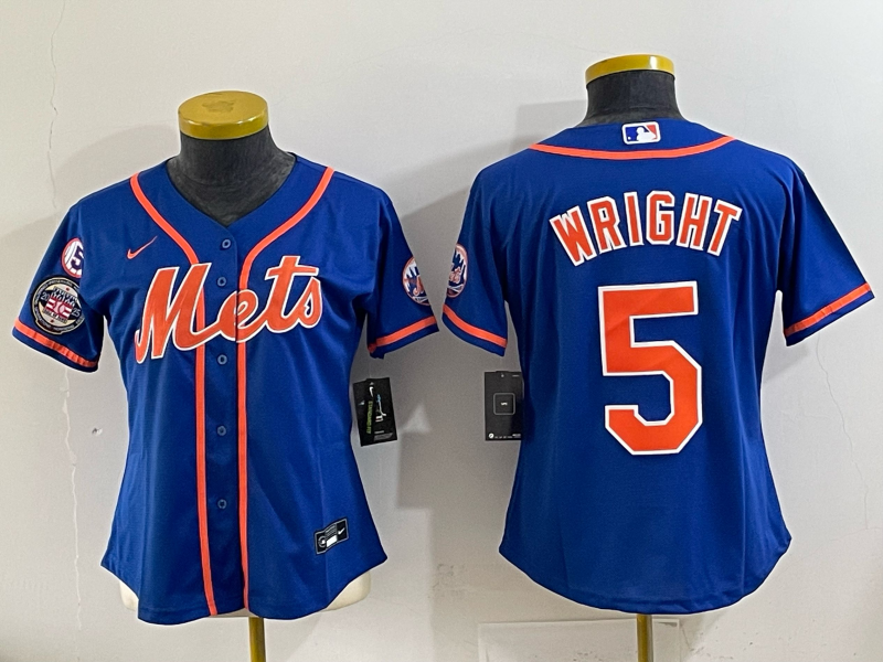 Women New York Mets #5 Wright blue 2025 MLB Nike jersey->women mlb jersey->Women Jersey